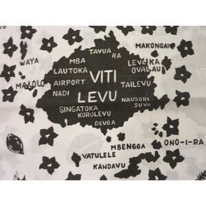 Vintage Fiji Tablecloth Viti Map 74" x 43" Rectangle Cloth Tropical Chic Decor